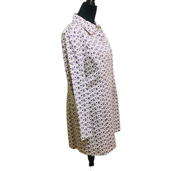 🌦️Loft Purple, tan and white Trench Coat Sz. L - Picture 6 of 8